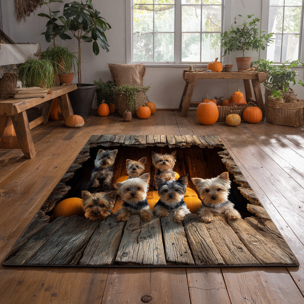 Pumpkin Yorkie Area Rug VTQ-Myprintsy