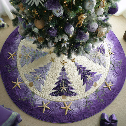 Purple Frosty Pines Village Christmas Quilted Tree Skirt-Myprintsy