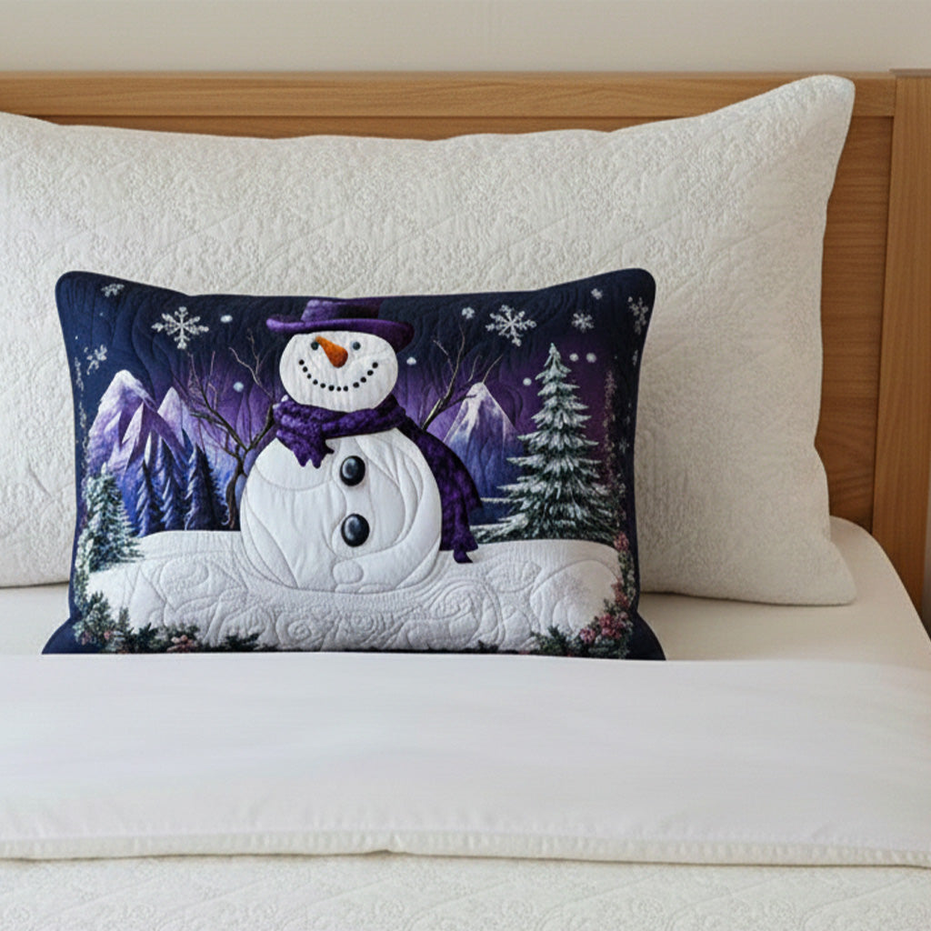 Purple Snowman Quilted Bedding Pillow Case VTQ-Myprintsy
