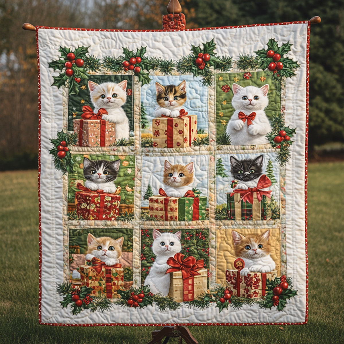 Purrfect Christmas Cheer Quilted Blanket VTQ-Myprintsy