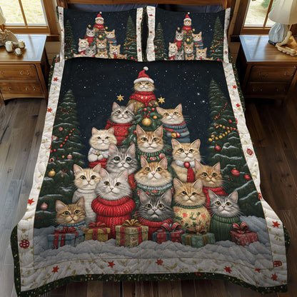Purrfect Christmas Scene -Piece Quilted Bedding Set VTQ-Myprintsy