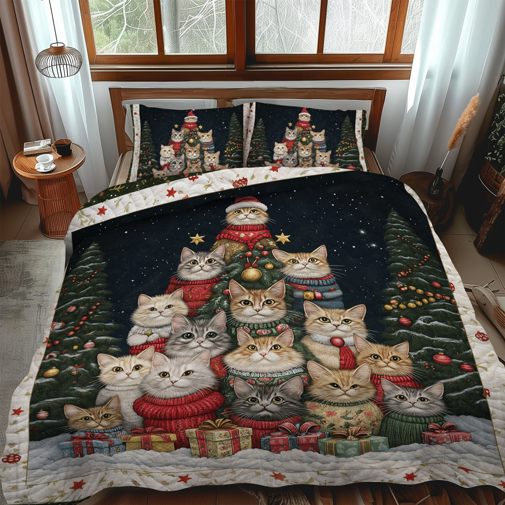 Purrfect Christmas Scene -Piece Quilted Bedding Set VTQ-Myprintsy