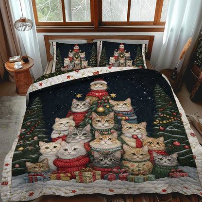 Purrfect Christmas Scene -Piece Quilted Bedding Set VTQ-Myprintsy