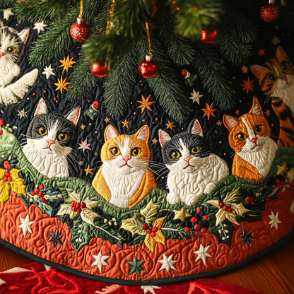 Purrfect Holiday Spirit Christmas Quilted Tree Skirt VTQ-Myprintsy