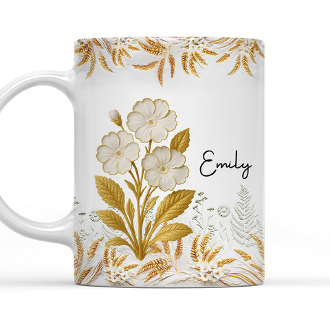 Wheat And White Flowers - Personalized Coffee Mug