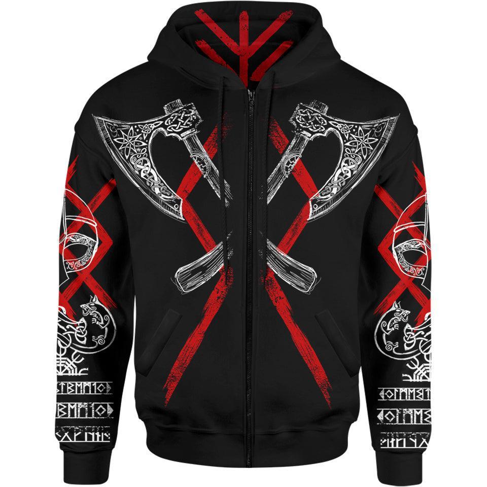 Ragnar Lothbrok Zip Hoodie-Myprintsy