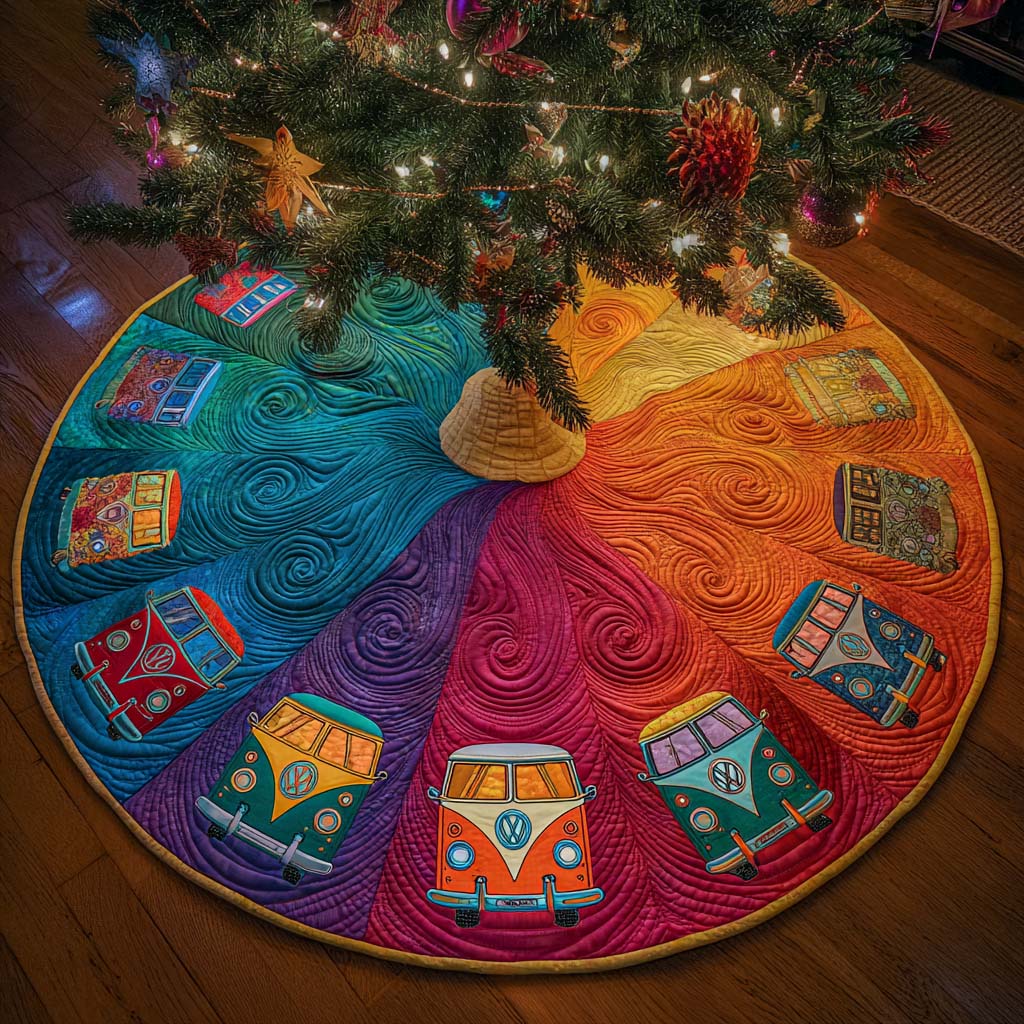 Rainbow Camper Joy Quilted Tree Skirt-Myprintsy