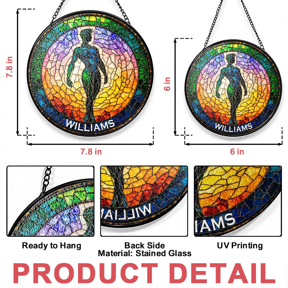 Rainbow Male Silhouette - Personalized Stained Glass Hanging Suncatcher - Gifts For Gay Men-Myprintsy