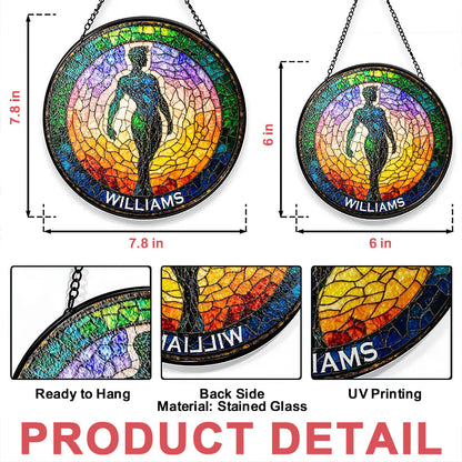 Rainbow Male Silhouette - Personalized Stained Glass Hanging Suncatcher - Gifts For Gay Men-Myprintsy