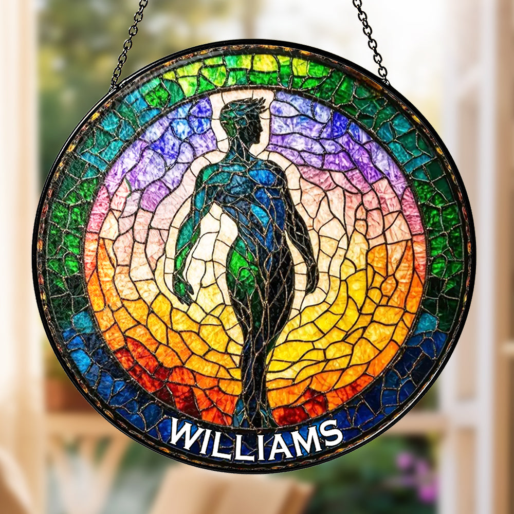 Rainbow Male Silhouette - Personalized Stained Glass Hanging Suncatcher - Gifts For Gay Men-Myprintsy