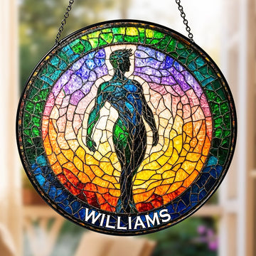 Rainbow Male Silhouette - Personalized Stained Glass Hanging Suncatcher - Gifts For Gay Men-Myprintsy