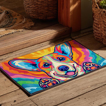 Rainbow Pop Corgi Doormat VTQ-Myprintsy