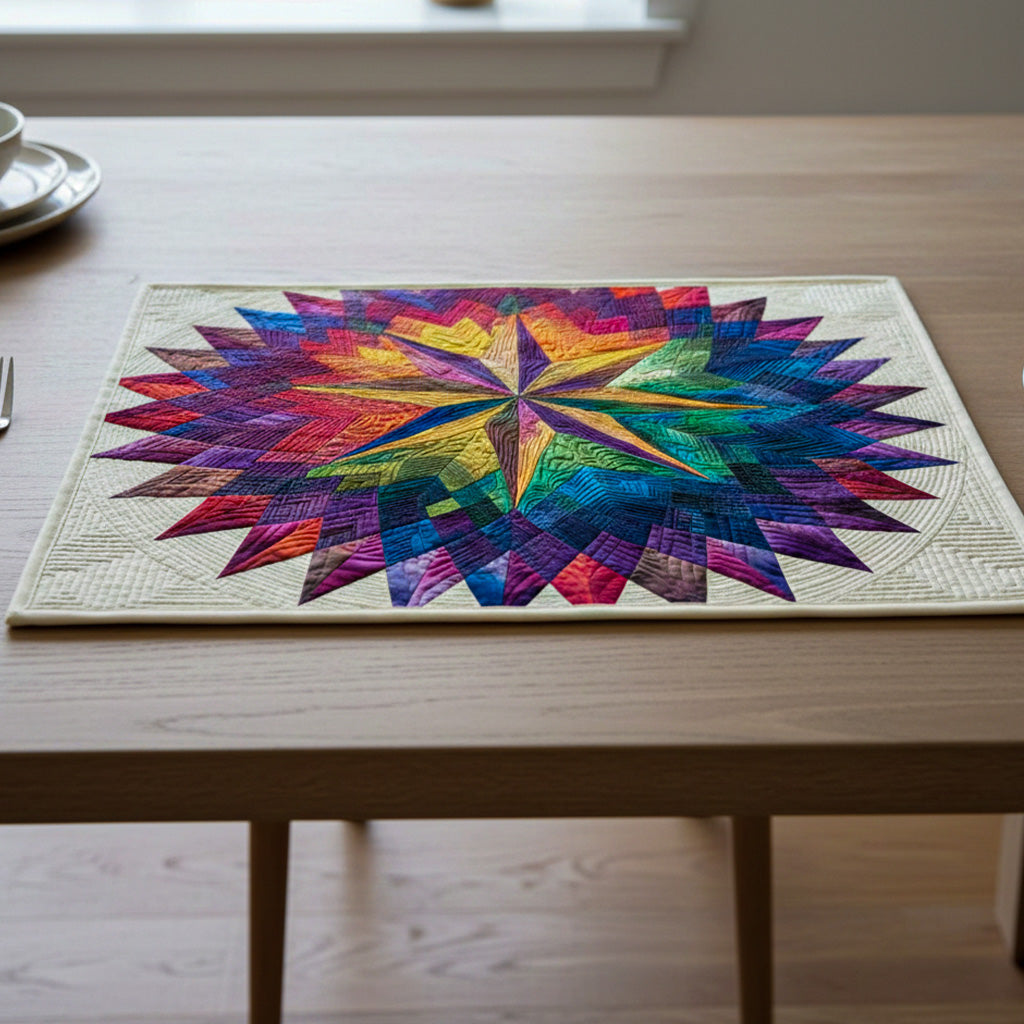 Rainbow Star Christmas Quilted Placemat VTQ-Myprintsy