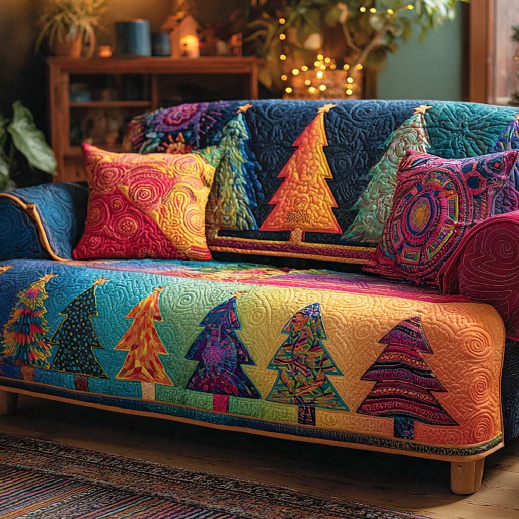 Rainbow Tree Lane Quilted Sofa Cover VTQ-Myprintsy