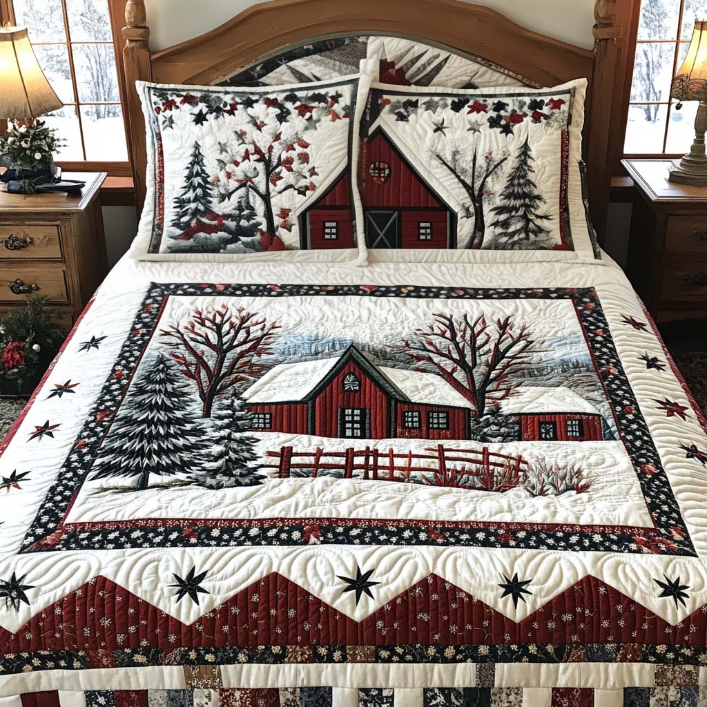 Red Barn -Piece Quilted Bedding Set VTQ-Myprintsy