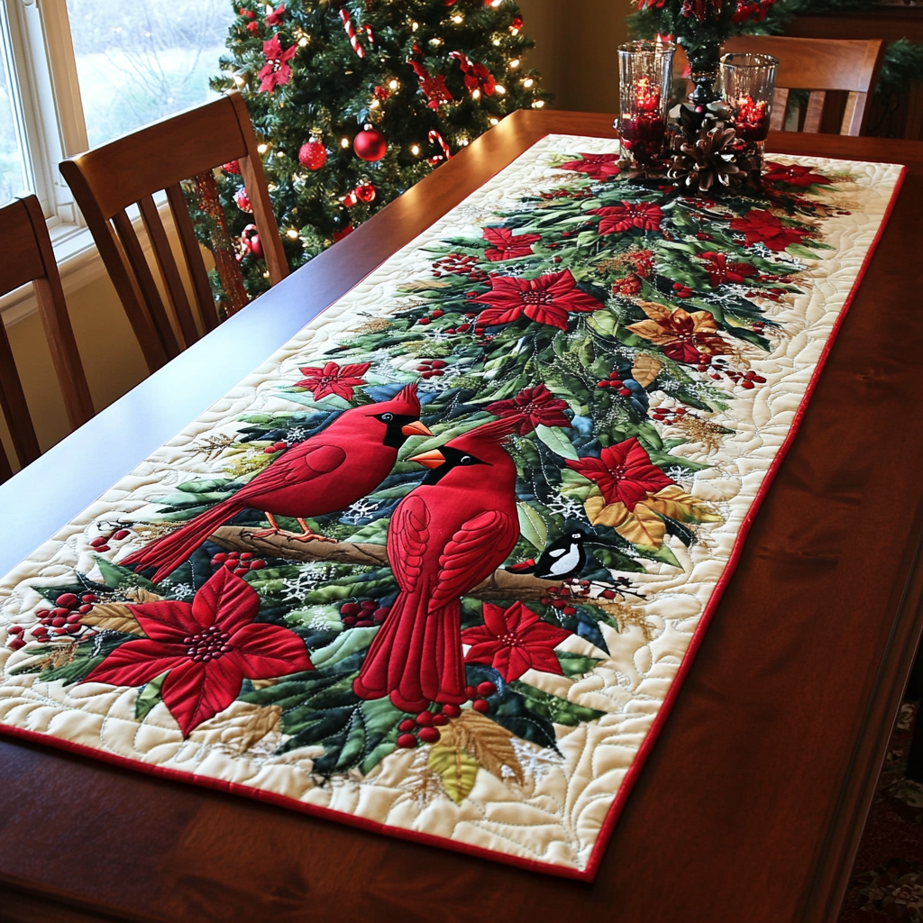 Red Feather Realm Quilted Table Runner VTQ-Myprintsy