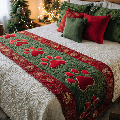 Red Pawpath Quilted Bed Runner VTQ-Myprintsy