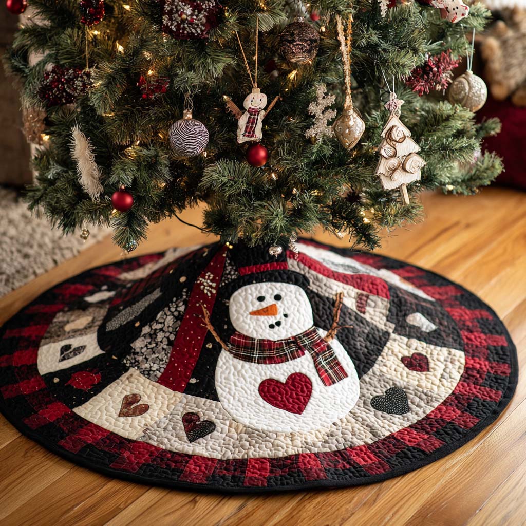 Red Scarf Snowman Quilted Tree Skirt-Myprintsy