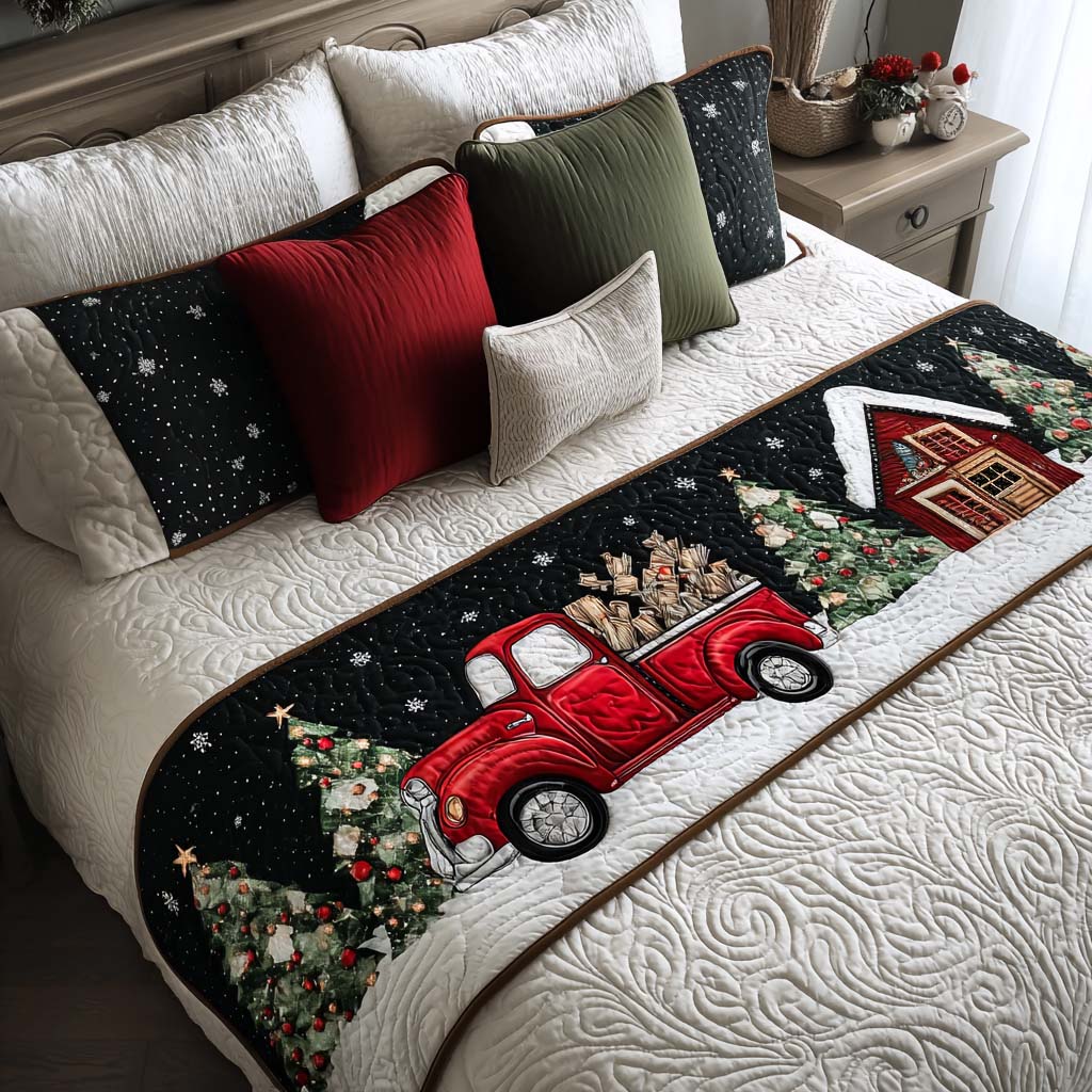 Red Truck Quilted Bed Runner VTQ-Myprintsy