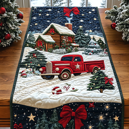 Red Truck Winter Journey Quilted Table Runner VTQ-Myprintsy