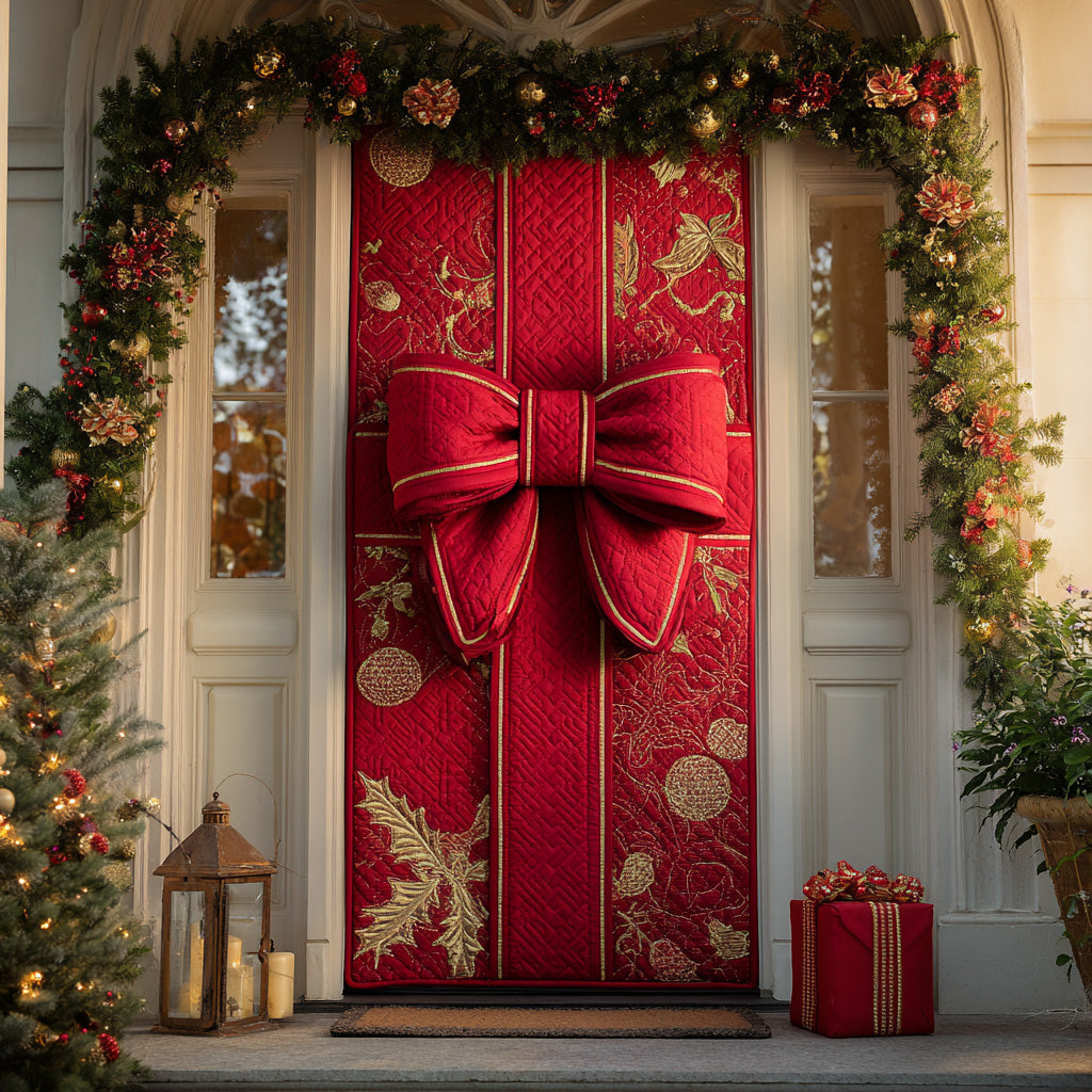Red Velvet Bow Quilted Door Cover VTQ-Myprintsy