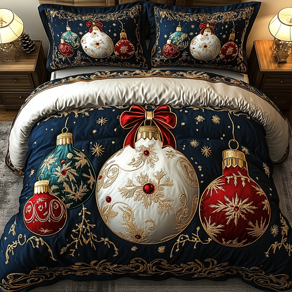 Regal Holiday Ornament -Piece Quilted Bedding Set VTQ-Myprintsy