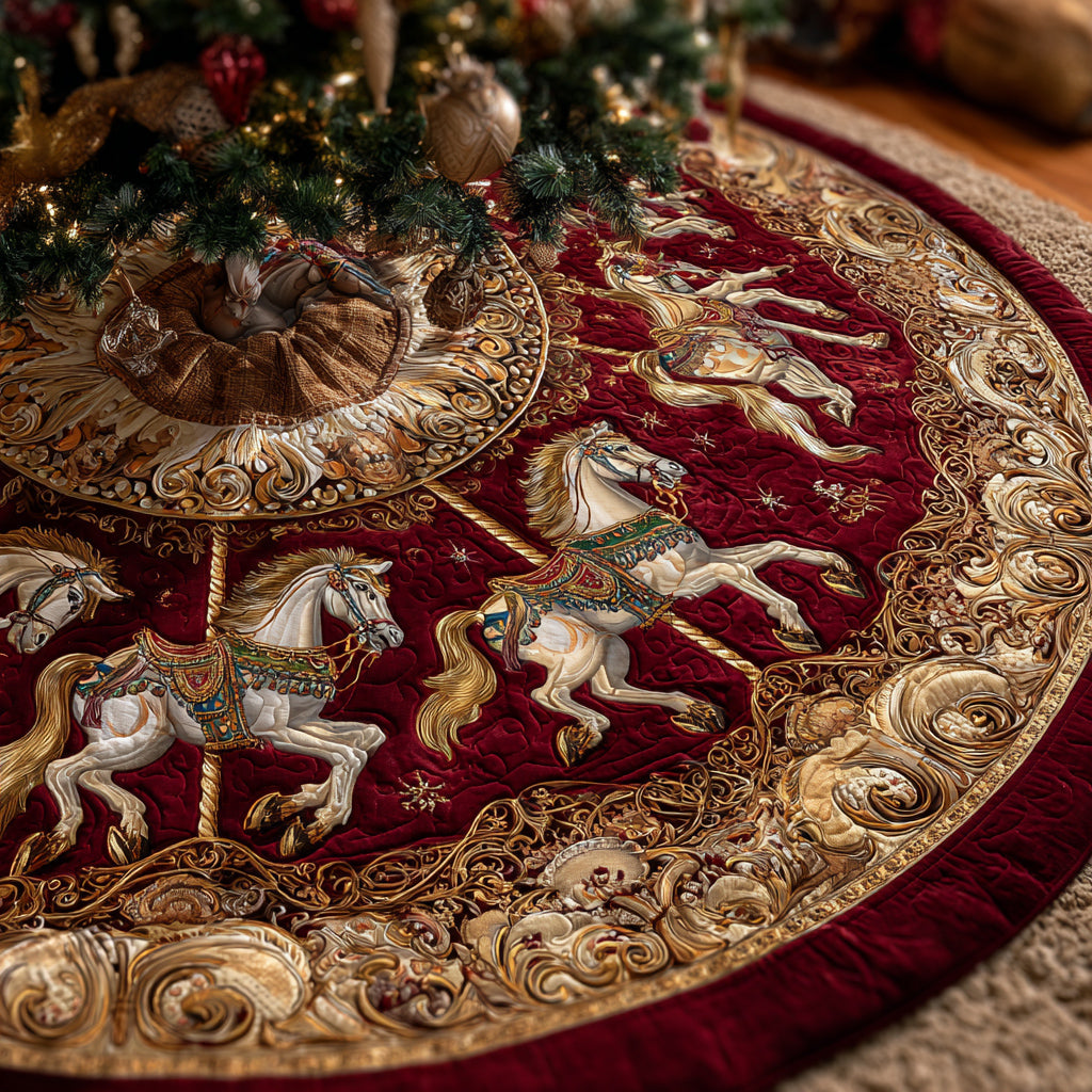 Regal Merry-Go-Round Quilted Christmas Tree Skirt VTQ-Myprintsy