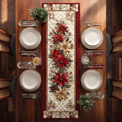 Regal Poinsettia Stripe Quilted Table Runner VTQ-Myprintsy