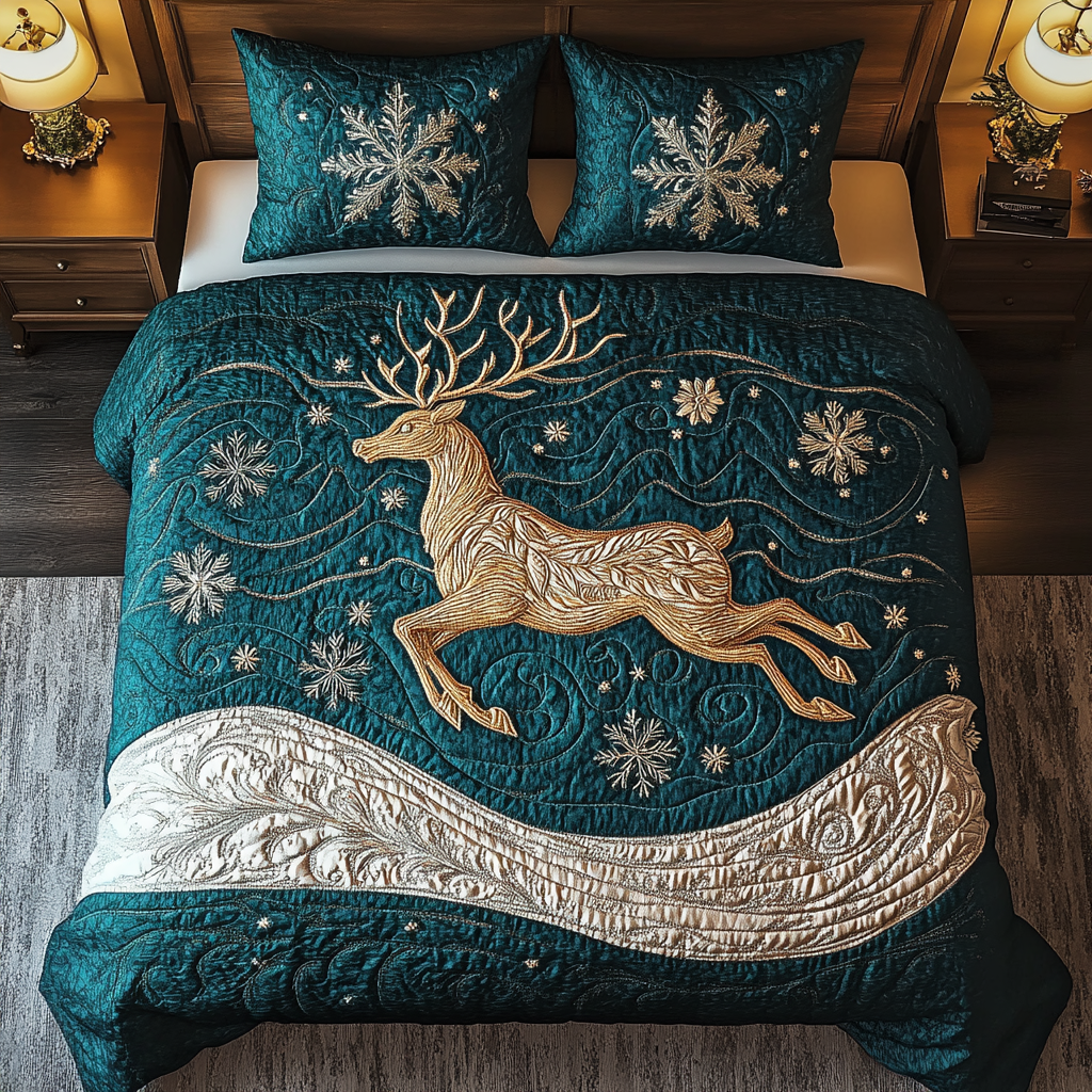 Reindeer Christmas -Piece Quilted Bedding Set VTQ-Myprintsy