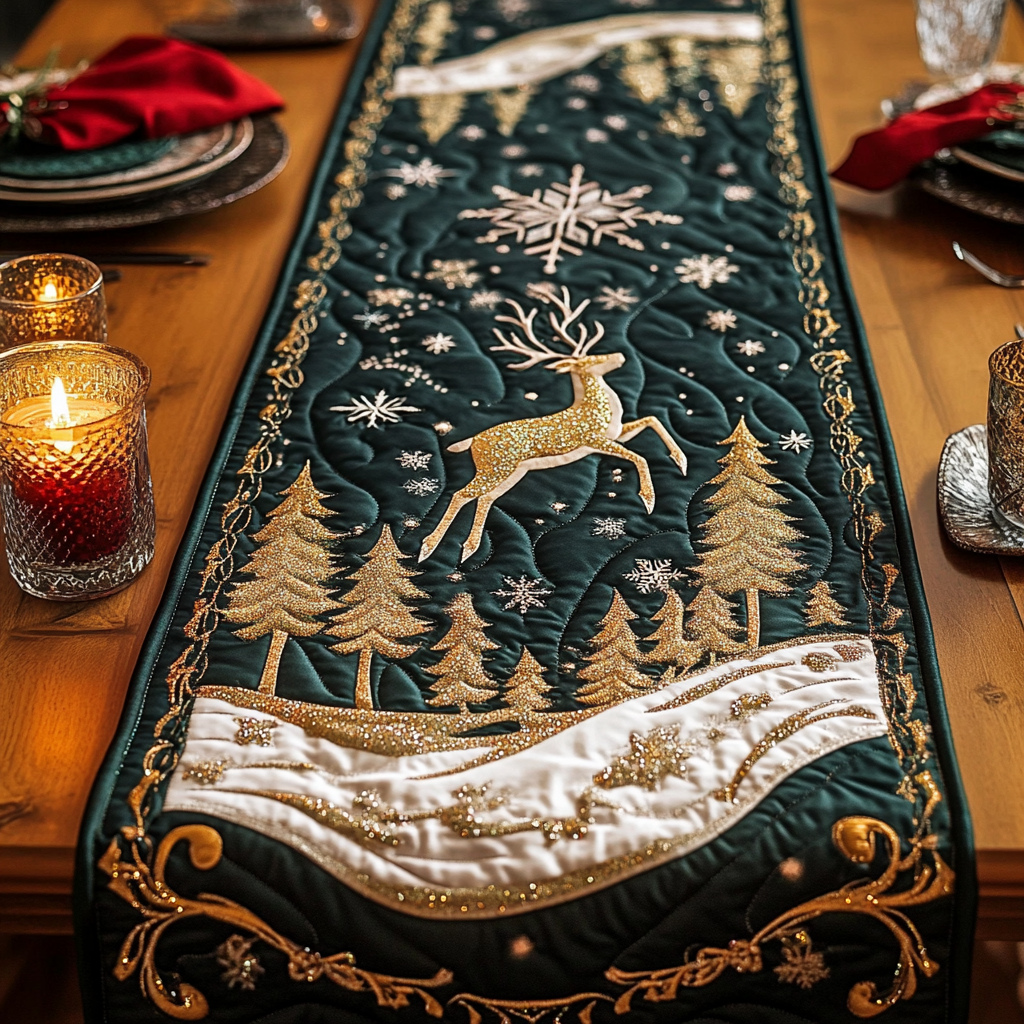 Reindeer Dash Quilted Table Runner VH VTQ-Myprintsy