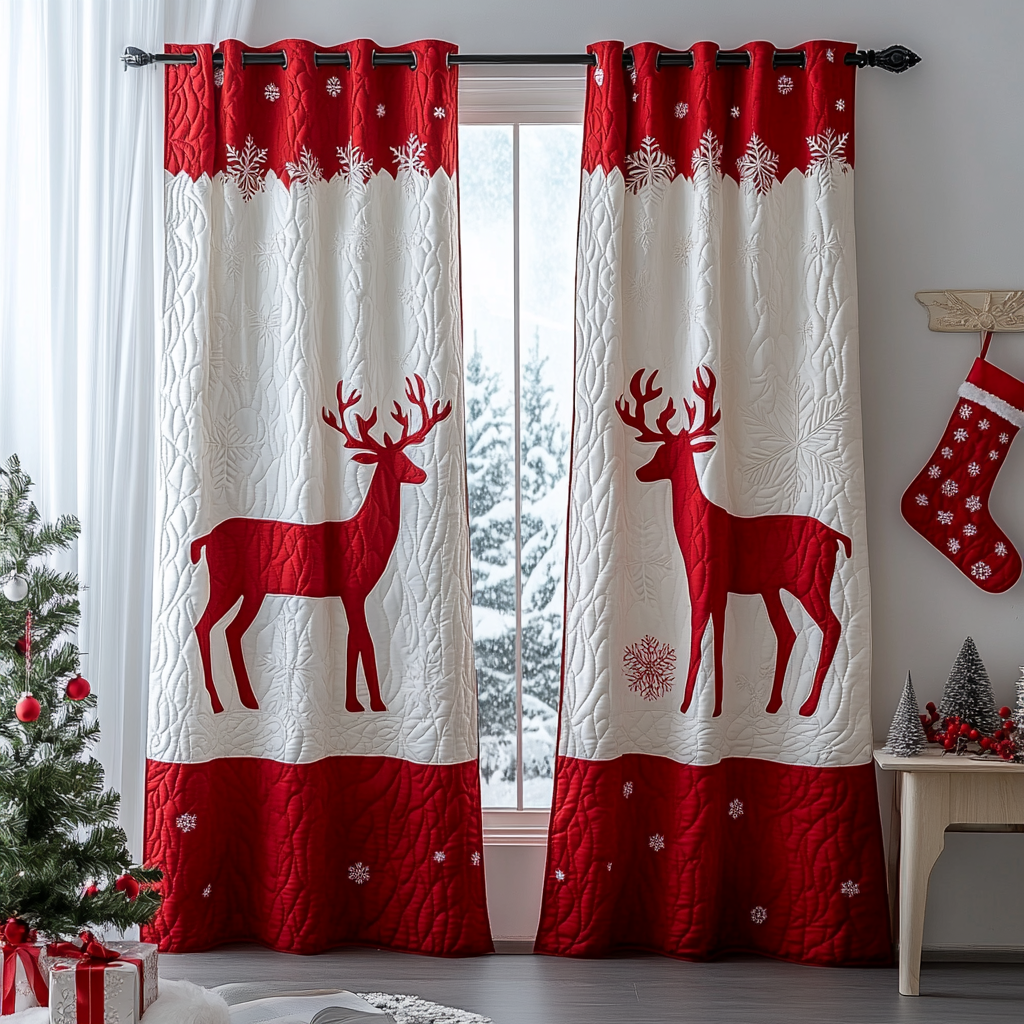 Reindeer Dream Quilted Curtains VTQ-Myprintsy