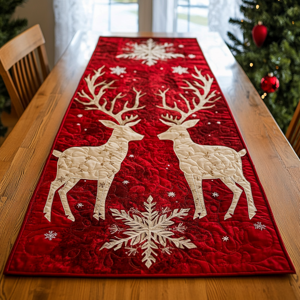 Reindeer Frost Quilted Table Runner VTQ-Myprintsy