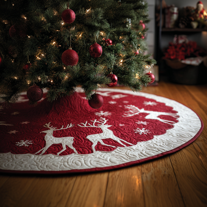 Reindeer Magic Christmas Quilted Tree Skirt-Myprintsy