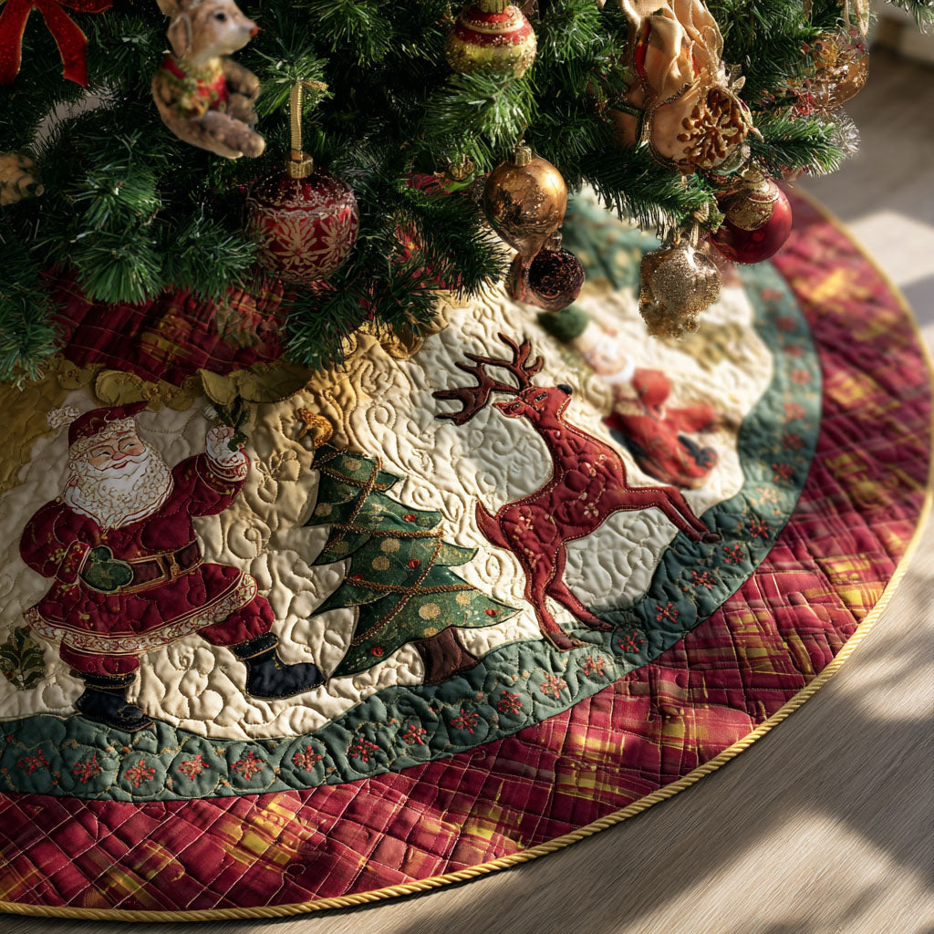 Reindeer Magic Trail Christmas Quilted Tree Skirt-Myprintsy