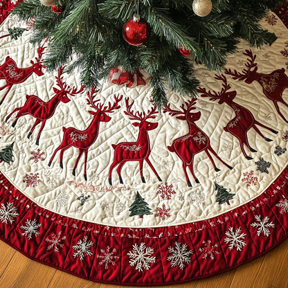 Reindeer Revelry Christmas Quilted Tree Skirt-Myprintsy