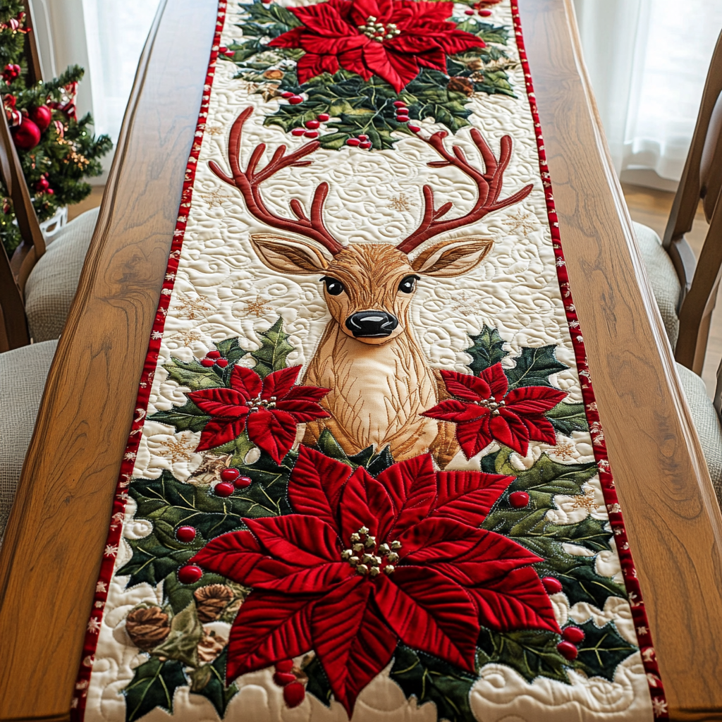 Reindeer Sleigh Ride Quilted Table Runner VTQ-Myprintsy