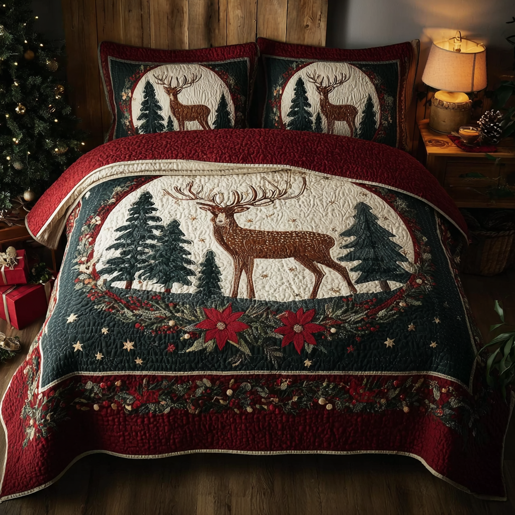 Reindeer Spirit -Piece Quilted Bedding Set VTQ-Myprintsy