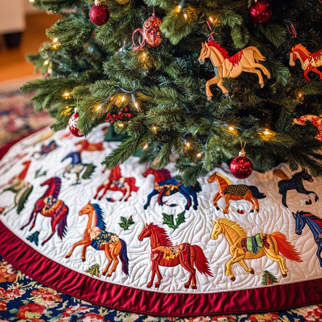Rider Dawn Christmas Quilted Tree Skirt-Myprintsy