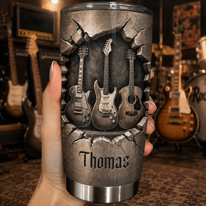 Rock And Roll Spirit 3D Guitars - Personalized Stainless Steel Tumbler-Myprintsy