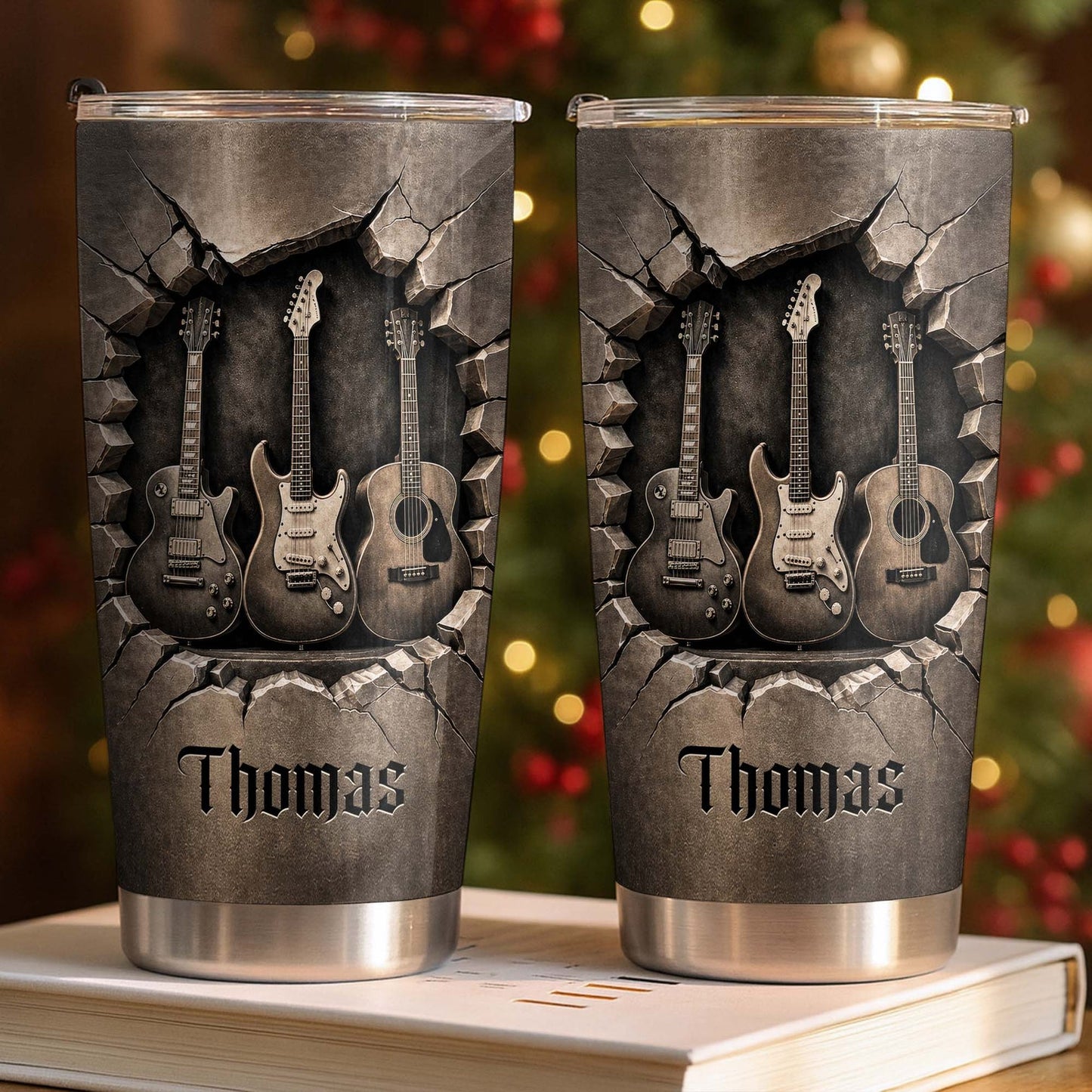 Rock And Roll Spirit 3D Guitars - Personalized Stainless Steel Tumbler-Myprintsy