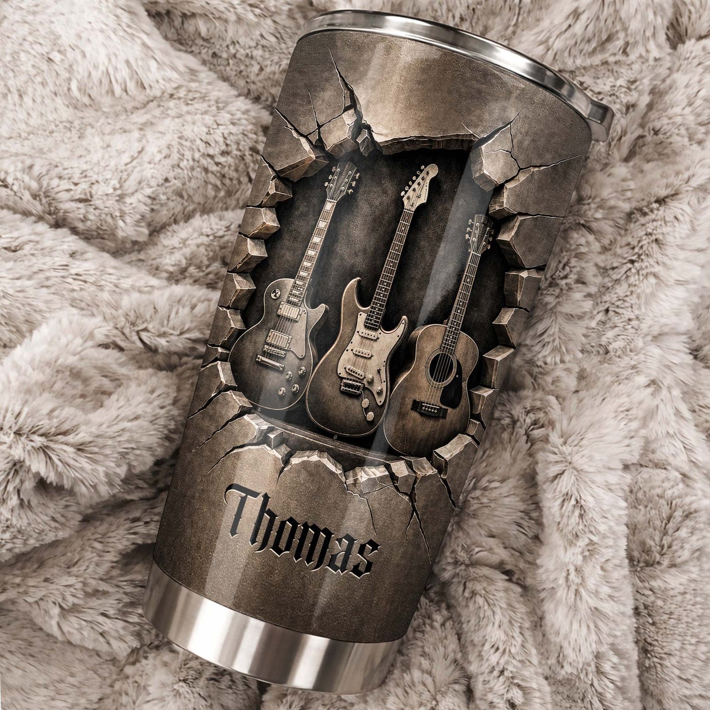 Rock And Roll Spirit 3D Guitars - Personalized Stainless Steel Tumbler-Myprintsy