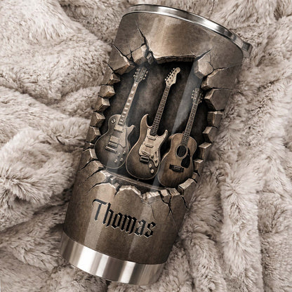 Rock And Roll Spirit 3D Guitars - Personalized Stainless Steel Tumbler-Myprintsy