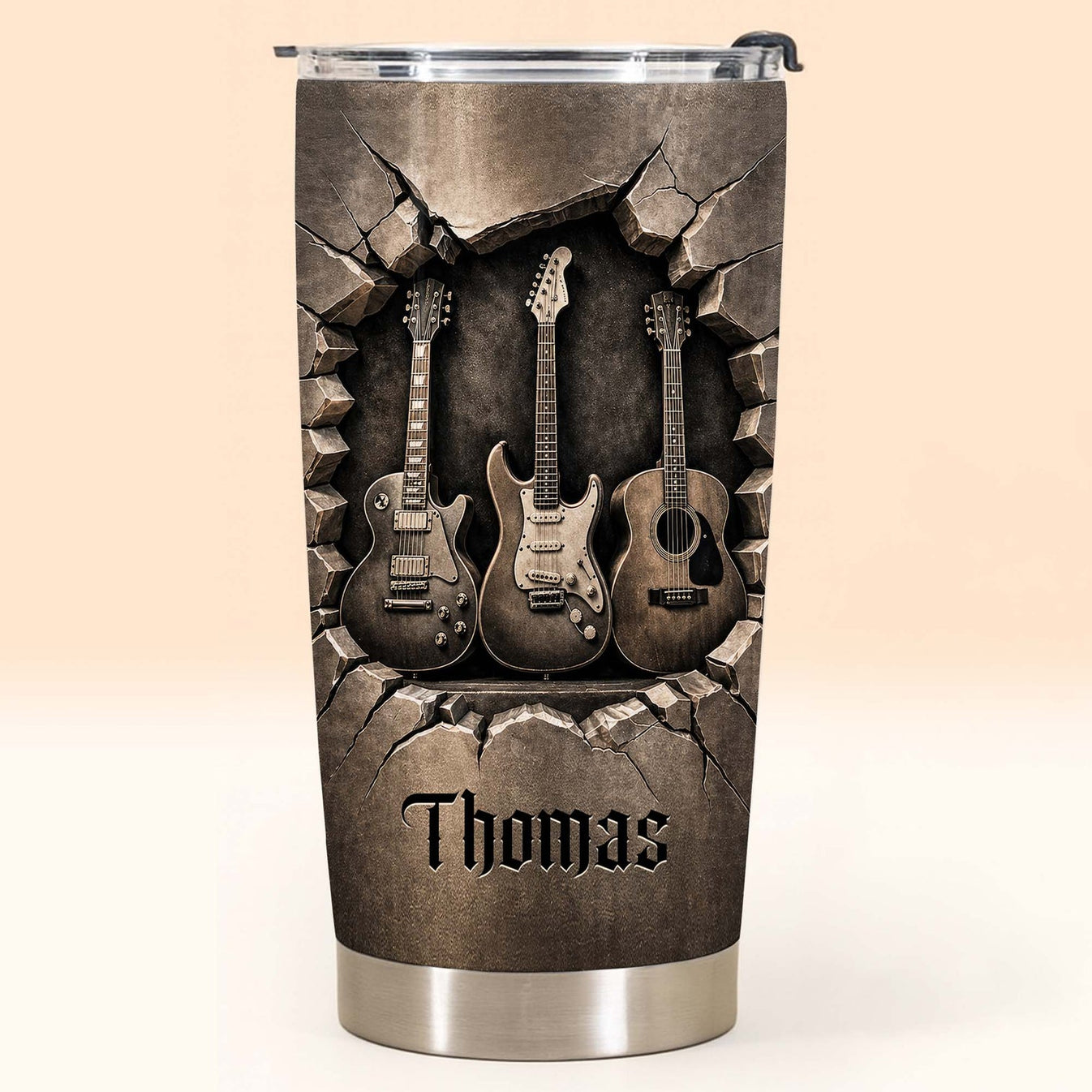 Rock And Roll Spirit 3D Guitars - Personalized Stainless Steel Tumbler-Myprintsy