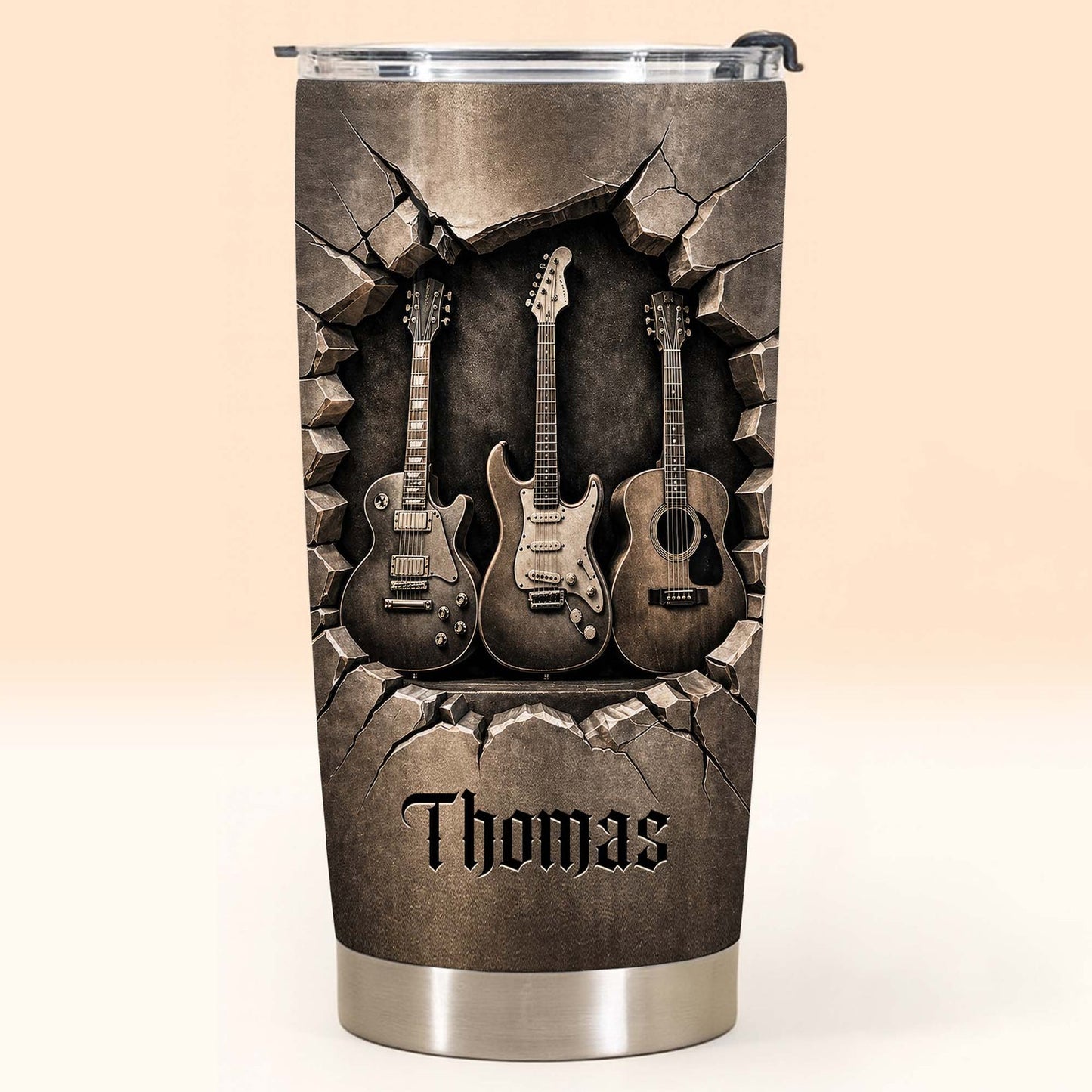 Rock And Roll Spirit 3D Guitars - Personalized Stainless Steel Tumbler-Myprintsy