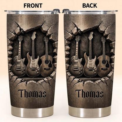 Rock And Roll Spirit 3D Guitars - Personalized Stainless Steel Tumbler-Myprintsy