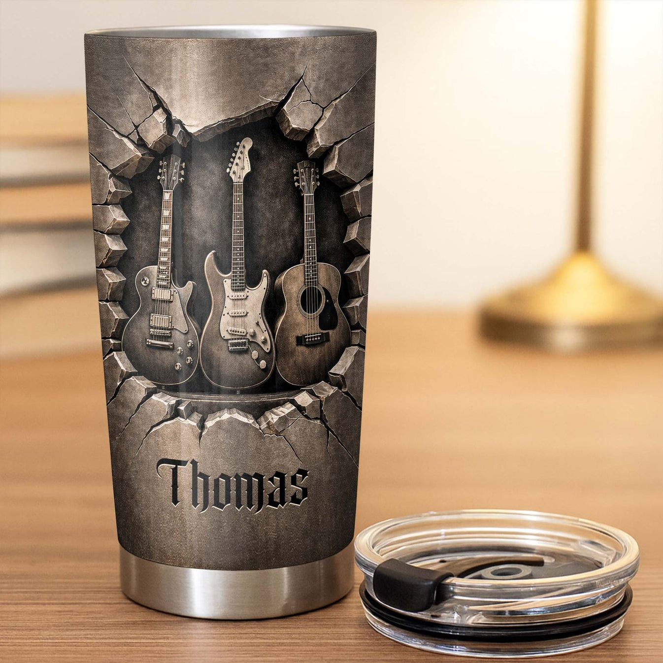 Rock And Roll Spirit 3D Guitars - Personalized Stainless Steel Tumbler-Myprintsy