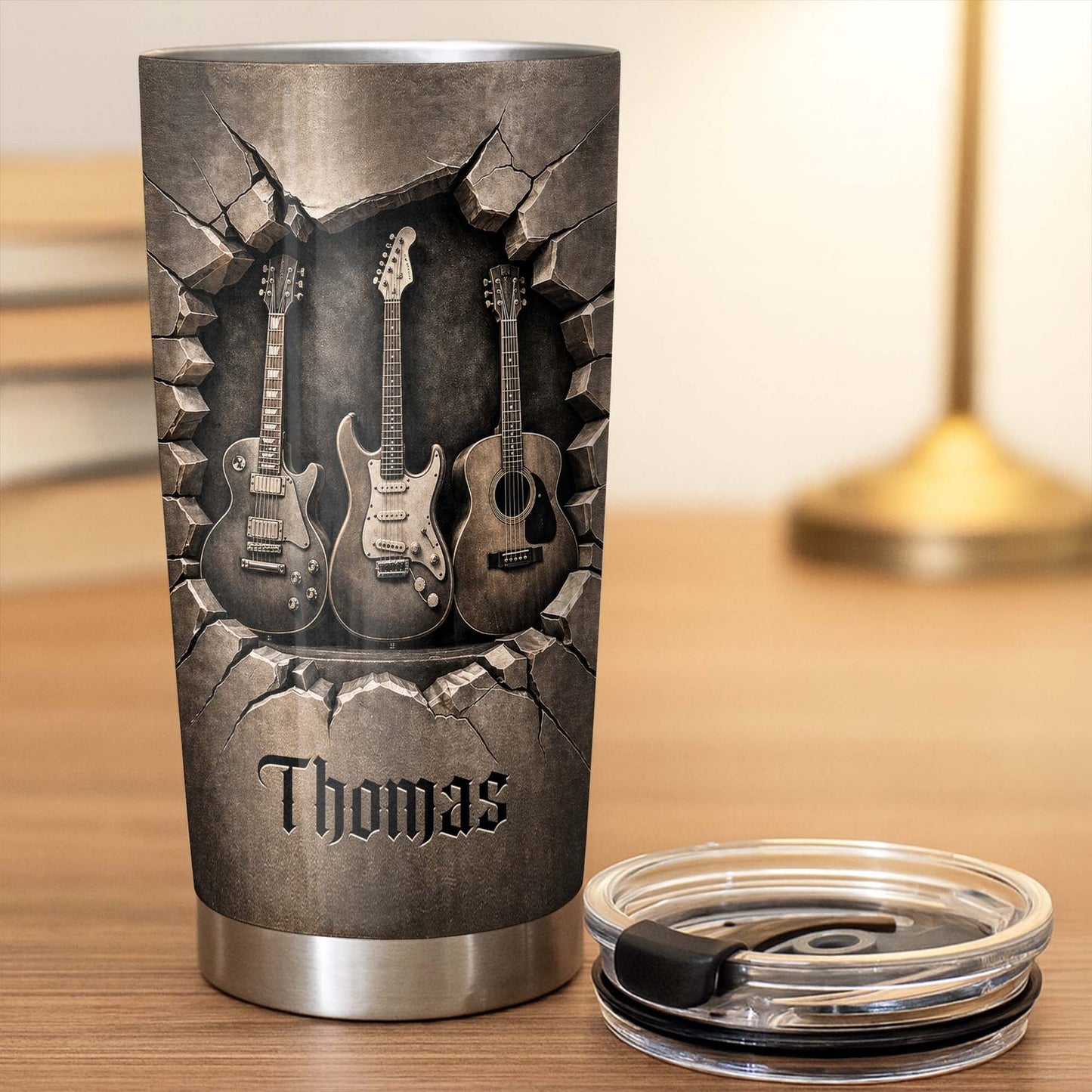 Rock And Roll Spirit 3D Guitars - Personalized Stainless Steel Tumbler-Myprintsy