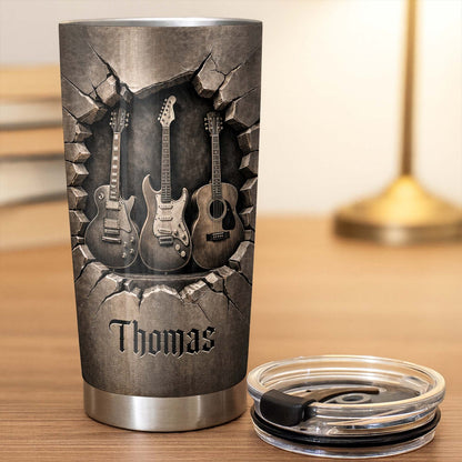 Rock And Roll Spirit 3D Guitars - Personalized Stainless Steel Tumbler-Myprintsy