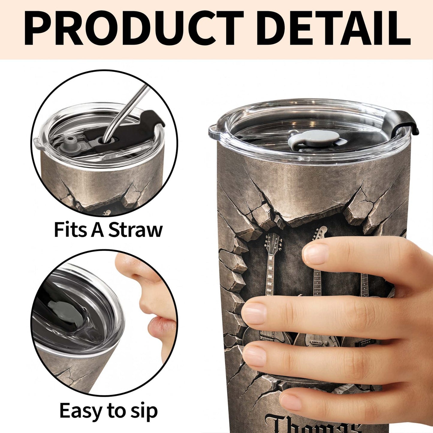 Rock And Roll Spirit 3D Guitars - Personalized Stainless Steel Tumbler-Myprintsy