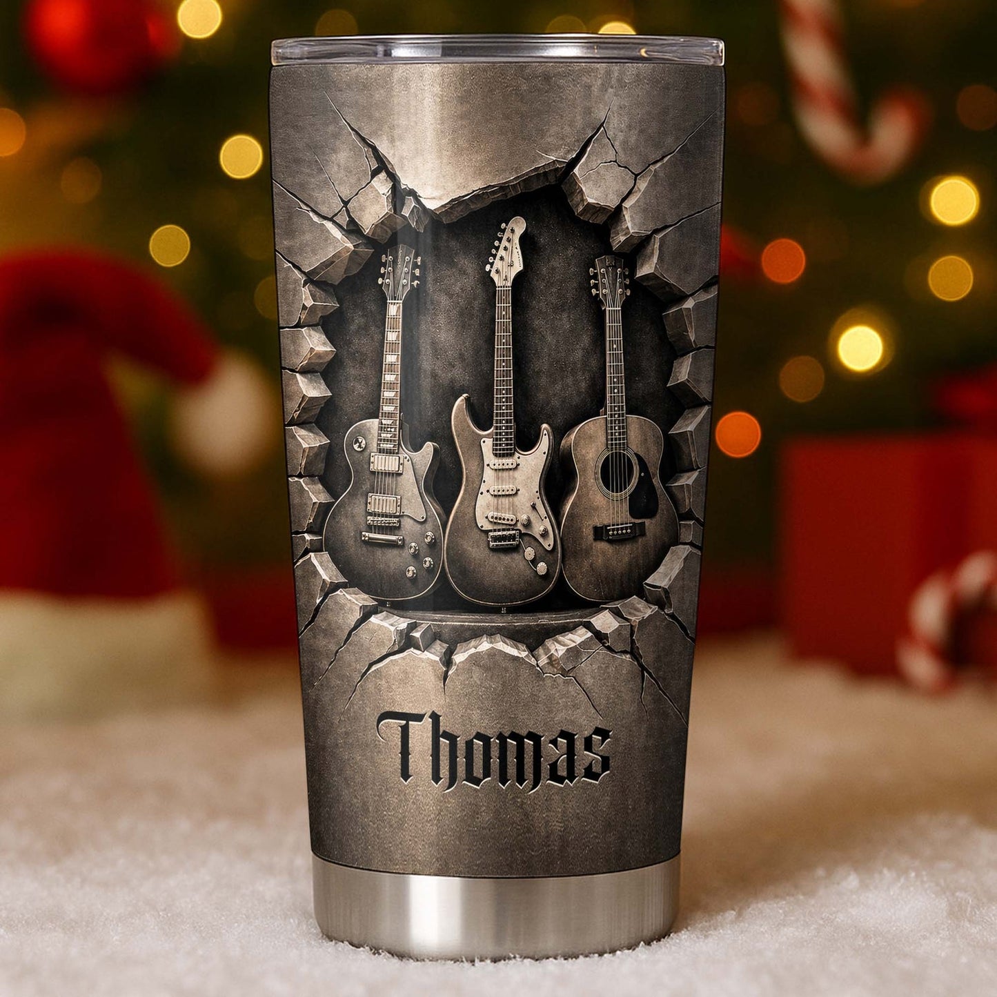 Rock And Roll Spirit 3D Guitars - Personalized Stainless Steel Tumbler-Myprintsy
